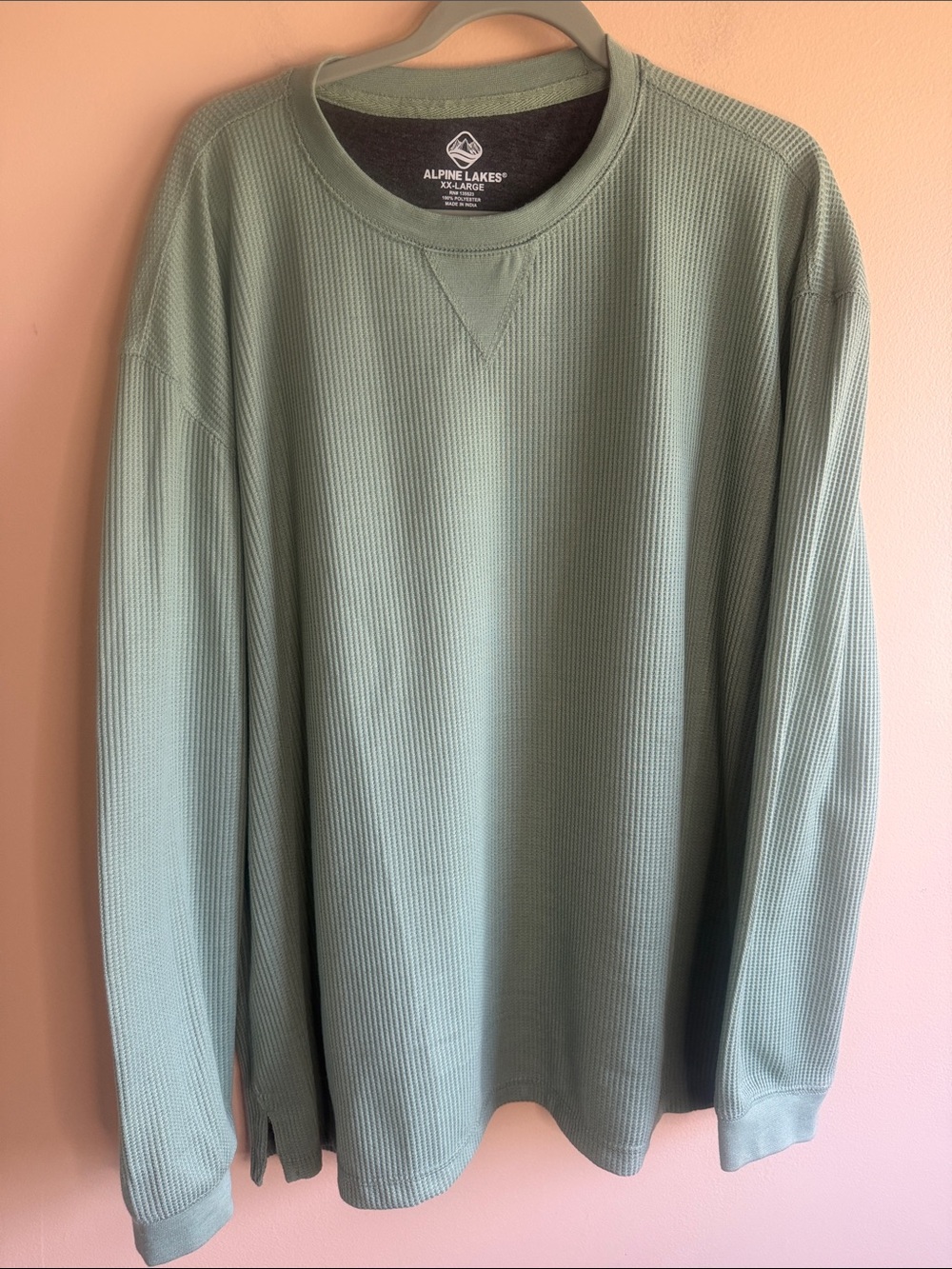 Alpine Light Sage Green Long Sleeve Waffle Tee